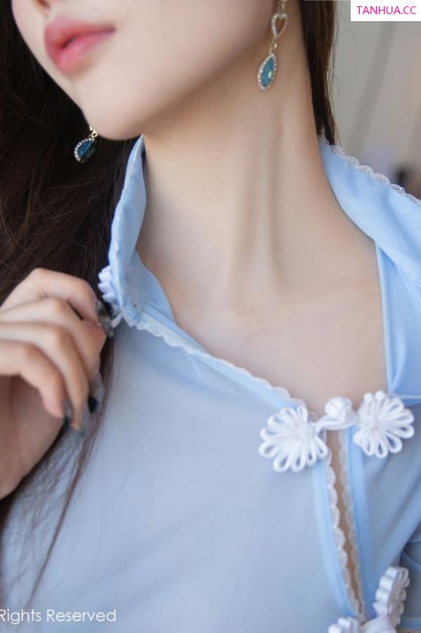 杨晨晨 sugar小甜心CC 家居女神杨晨晨 浪漫的蓝色旗袍第34张图片